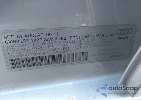 2012 Audi A4 2.0T Premium z USA, uszkodzony, nr VIN WAUFFAFL4CN000510